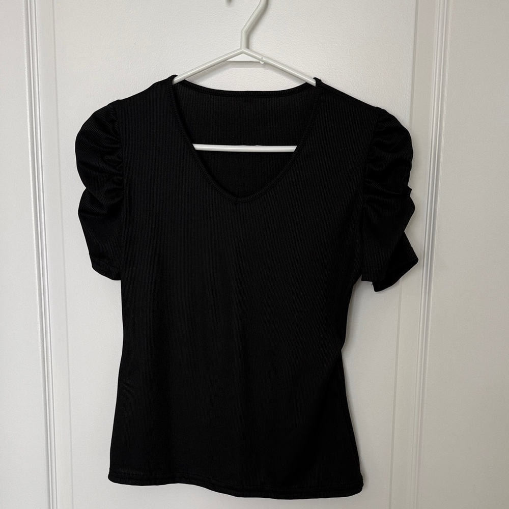 Elegant Black Puff Sleeve Top